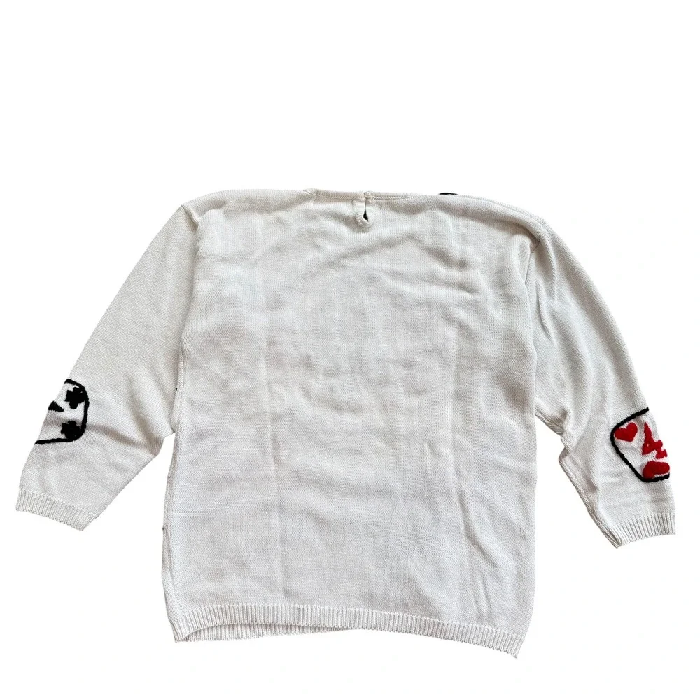 Maurada Vintage Playing Cards Knit Sweater Cream Ramie‎ Cotton Womens Medium